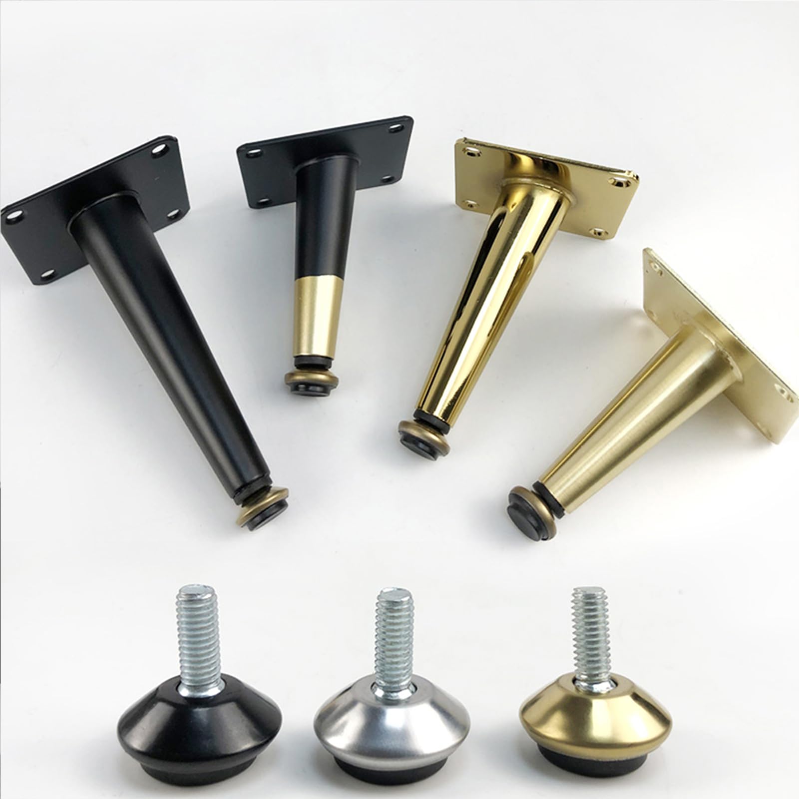Patas para Muebles Bano Negro, 4 Piezas Patas para Mesas Regulables Pies de Sofá Negros para Armario Hierro | Pintada Anodizada Pata para Cama Altura: 10.5-72.5cm Pies de Gabinete 50.5cm/19.9"