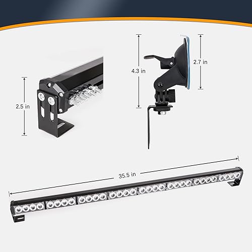 Miniatura 7 de Barra de luz estroboscópica de advertencia de emergencia de alta intensidad, color amarillo ámbar, de bajo perfil, para aplicación de la ley,