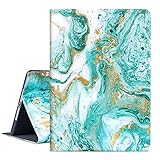 Vimorco iPad 9.7 2018/2017 Case, iPad Air 2, iPad Air Case, Soft TPU Back Cover, Bump Drop Resistance Folio Leather Case, Adjustable Stand Auto Wake/Sleep Smart Case (Cyan-Blue Marble)