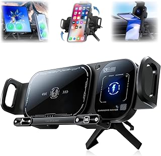 ワイヤレス充電 回転式カーマウント ハイインテリジェント 2イン1 自動回転電話ホルダー ワンクリック回転 ユニバーサル電話ホルダー 車載充電器 高速充電 車のダッシュボードと通気口用 (ブラック)