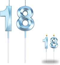 Bomtop Bougie Anniversaire 18 Ans, Bougie 1 an Bougie Numéro 8, Bougies Anniversaire Enfant Adulte, 3D Bougie Numérique, Bougies De Gâteau, Bougies décoration de D'anniversaire(Bleu)