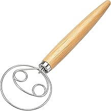Danish Dough Whisk Stainless Steel Wooden Handle for Sourdough Bread Pastry and Pizza Baking