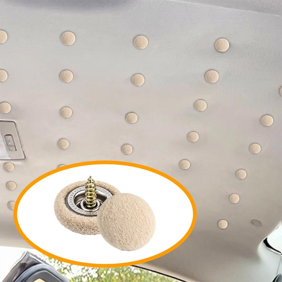 60PCS Car Roof Headliner Repair Kits, Pins Tape, Velvet Beige image 3
