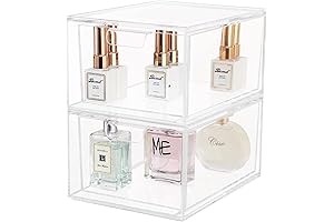 2-Pack Clear Stackable Makeup Organizer Storage Drawers