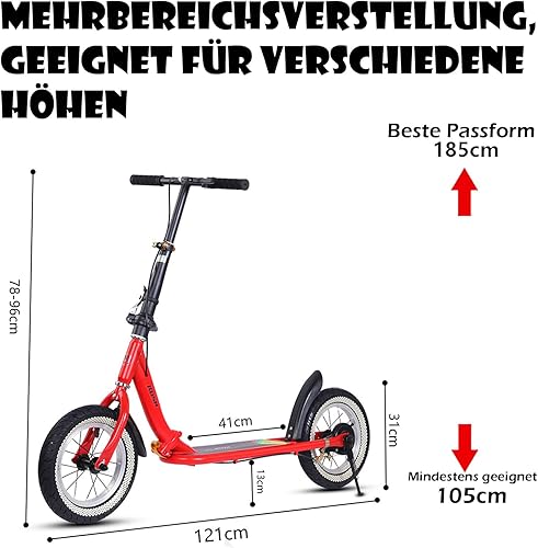 Miniatura 6 de Patinete juvenil para niños y adolescentes, diseño plegable, ruedas de 10 pulgadas, neumáticos llenos de aire, cubierta de pie ancho, frenos,