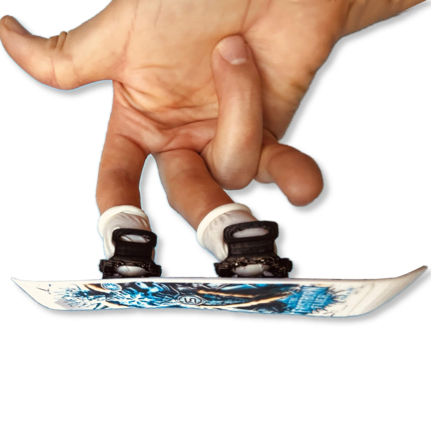 CRAFTED INGENUITY Finger Sliders The Frostborn Flier – Mini Snowboard for Fingers with Black Bindings | Fingerboard Snowboard Toy, Snowboarding Gift, Desk Decor & Fidget Toy for Snowboarders