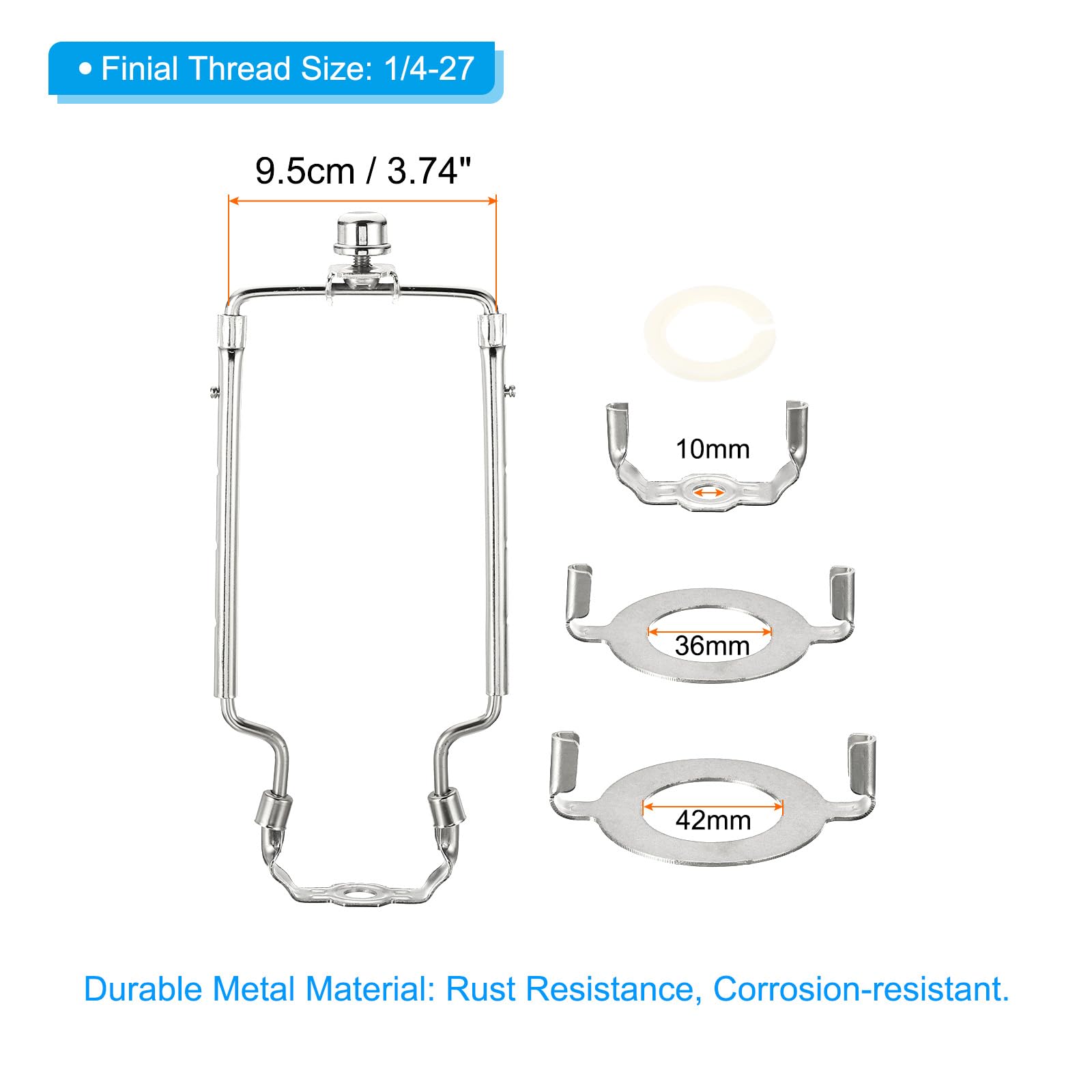 PATIKIL 8 9 10 11 Pulgadas Lámpara Arpa Kit con Remate, 1 Juego Ajustable Lámpara Sombra Apoyo Soporte con 3/8 IP E14 E26 E27 Luz Base para Mesa Piso Lámpara, Plata