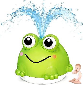 Baby Bath Toys, Frogs Sensory Light Up Bath Toys for Babies, Auto-Sensing Water Spray Sprinkler Toy Baths Lights, Floating Fountain Shower Toy Green