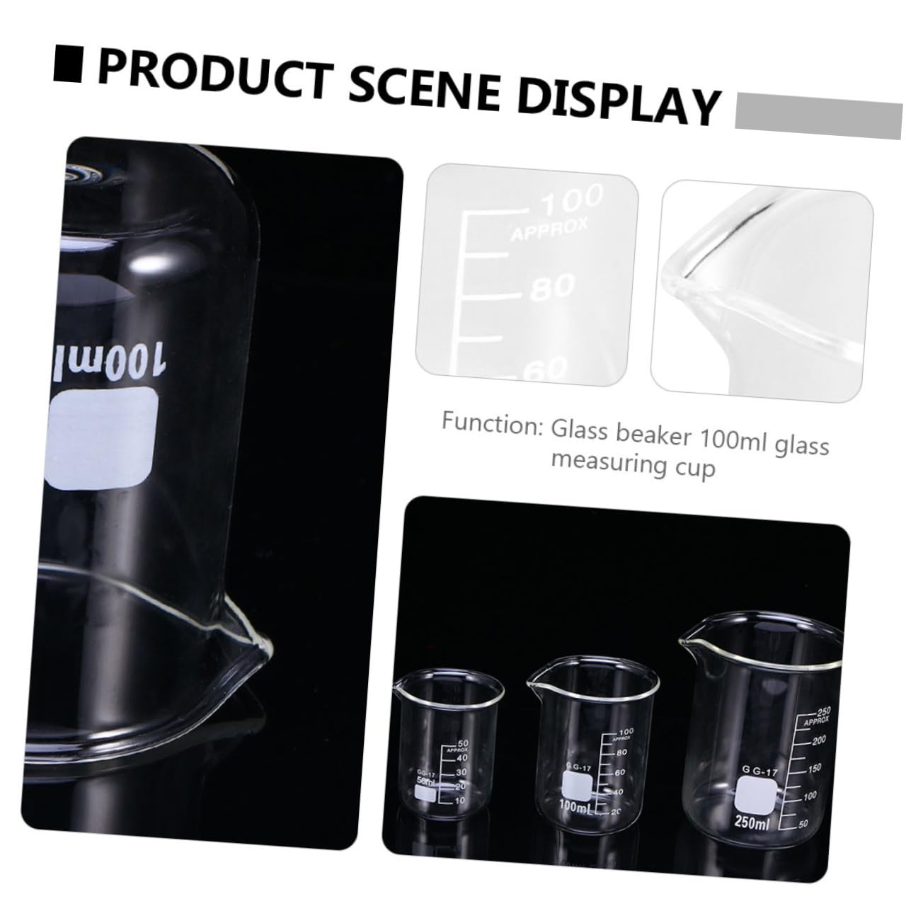 Sosoport 10 Pezzi Brocca Graduata in Vetro 100ml Tazza di Misurazione Portatile Facile da Pulire per Laboratorio e Uso Scientifico