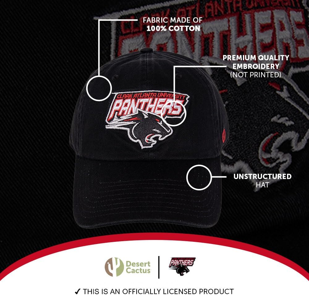 Desert Cactus Clark Atlanta University Baseball Hat CAU Panthers Brimmed Embroidered Cap Adjustable Cloth Strap Adult Type A