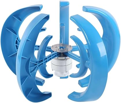 Wind Turbine Generator 100W 200W 300W 400W, 5 Blade Vertical Axis Wind Generator, 12V 24V Windmill Generator for Home Use, Boat, Marine, Hybrid Wind Solar Systems Color 400W, Size 12V