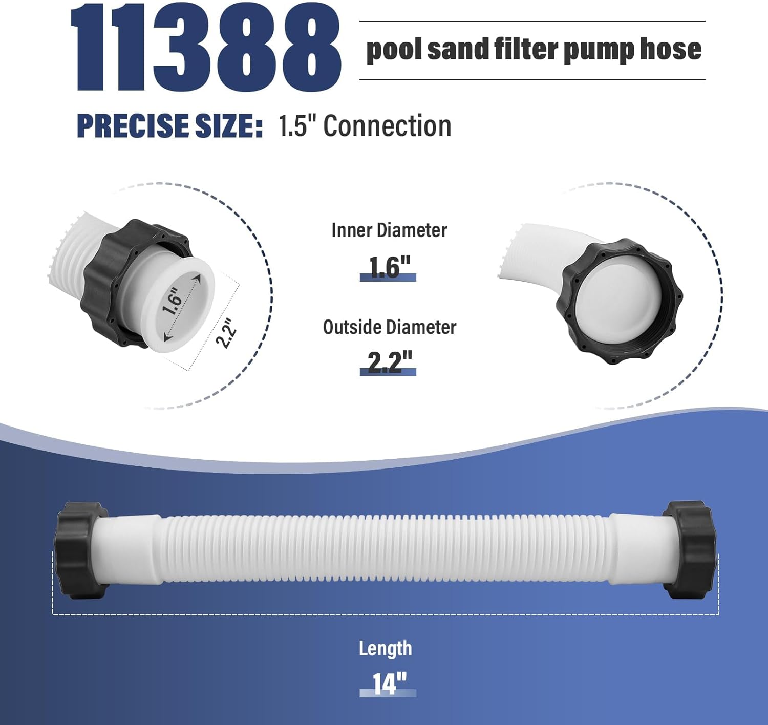 1.5 Inch Pool Hose for Intex Above Ground Pool Sand Filter Pump & Saltwater System