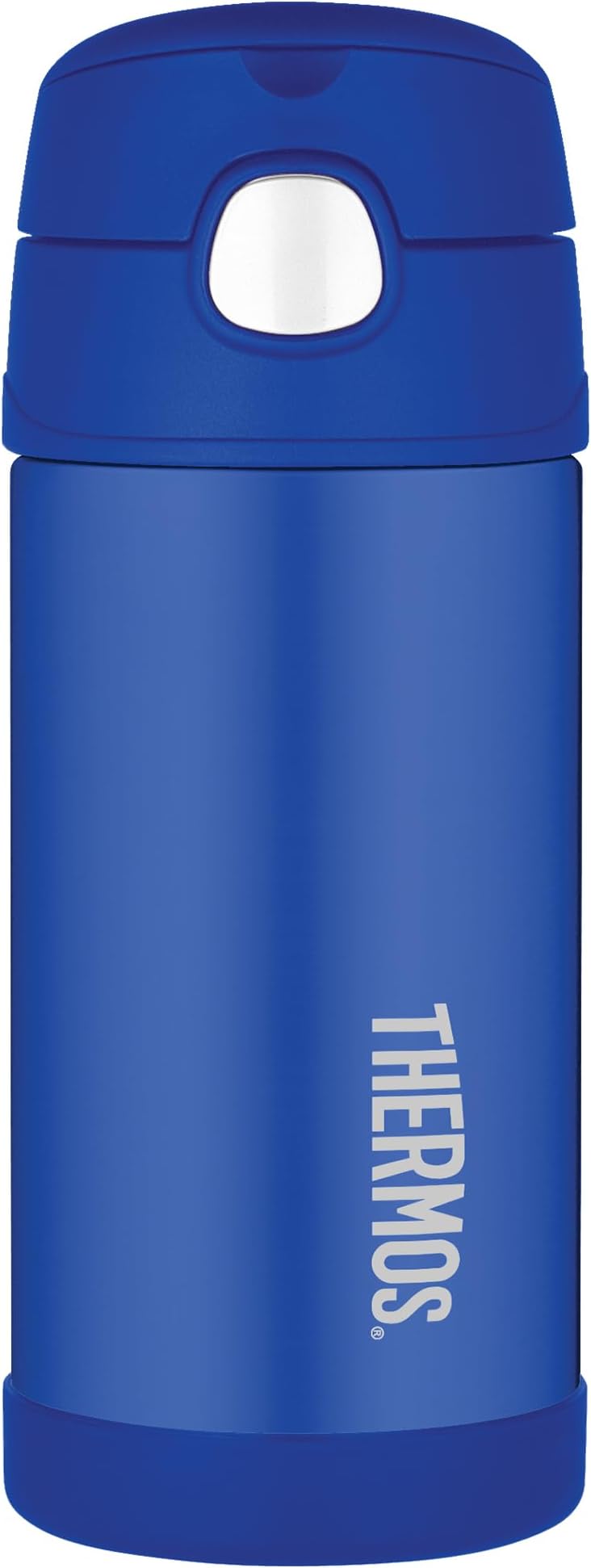 Blue Water Bottle (355ml) - BPA Free, Stainless Steel, Spill Proof, Pop-Up Straw, Kids Flask with Carry Handle for 12-Hour Cold Drinks