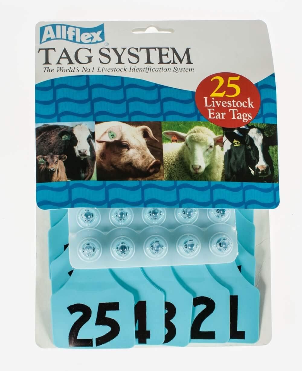 Allflex Global Maxi Numbered Cattle Ear Tags Blue 1-25