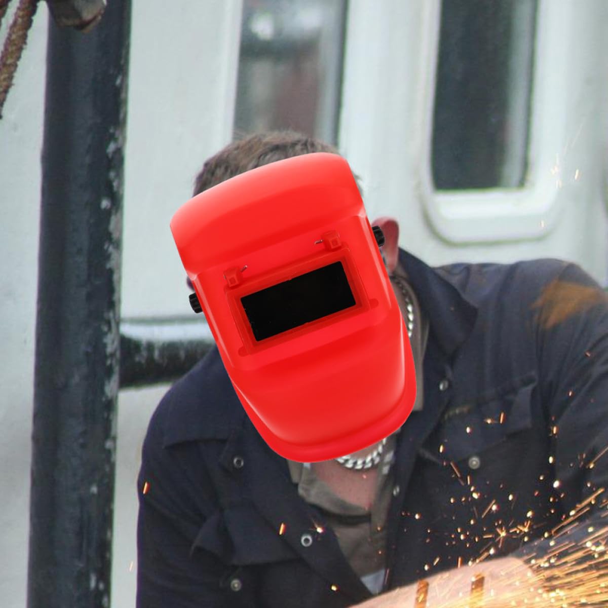 2 Stück Schweißermasken Rot Auspc mit Gesichtsschutz und Augenschutz für Schweißarbeitsplätze Leicht und Langlebig als Schutzausrüstung Beim Schweißen