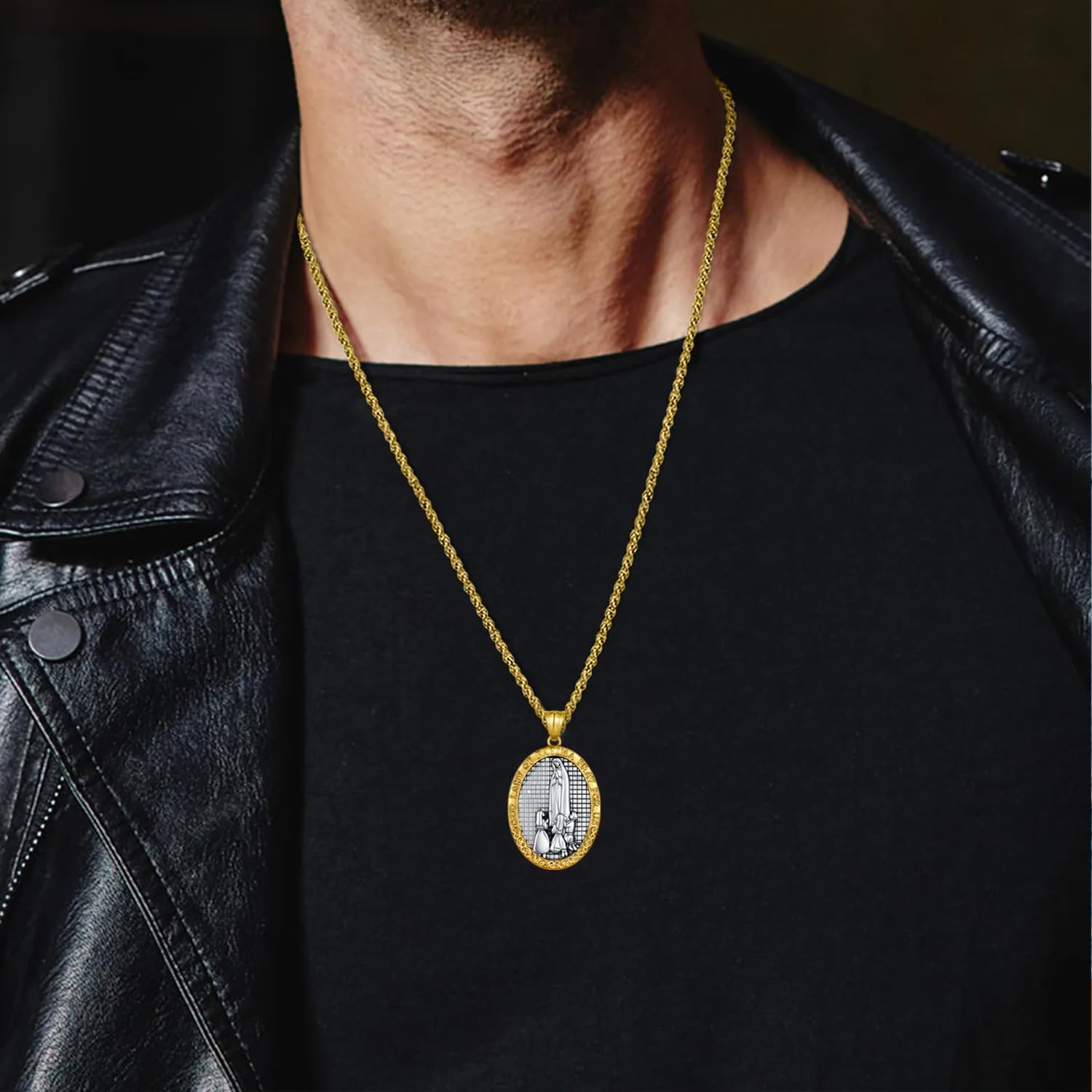 Our Lady of Fatima Necklace 925 Sterling Silver Virgen de Fatima Miraculous Medal Necklace for Women Blessed Mother Religious Jewelry Gifts for Catholic Women