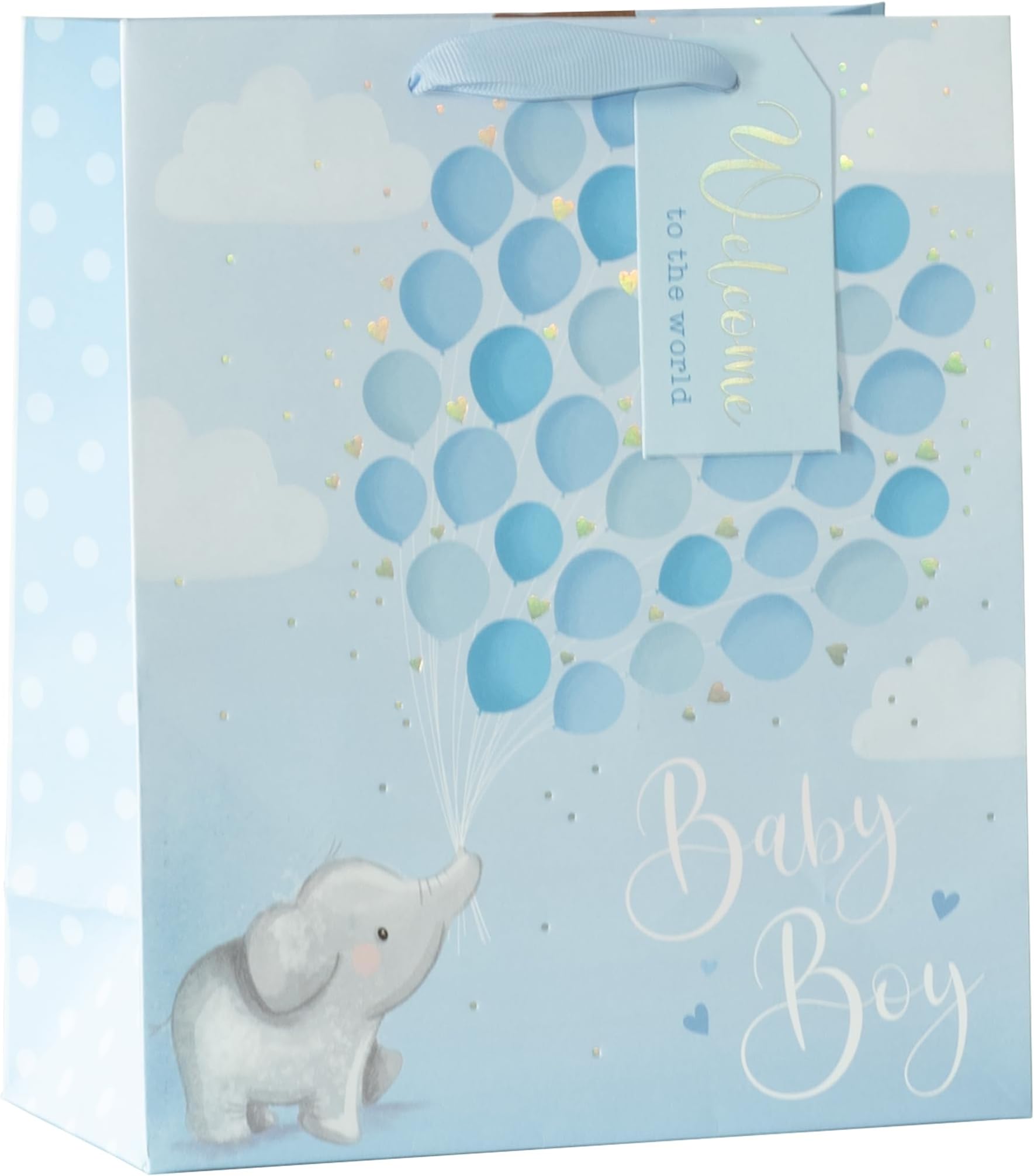 Design By Violet Blue Baby Boy Paper Gift Bag With Gift Tag Baby Shower Newborn Gift Wrap Occasion Present Medium