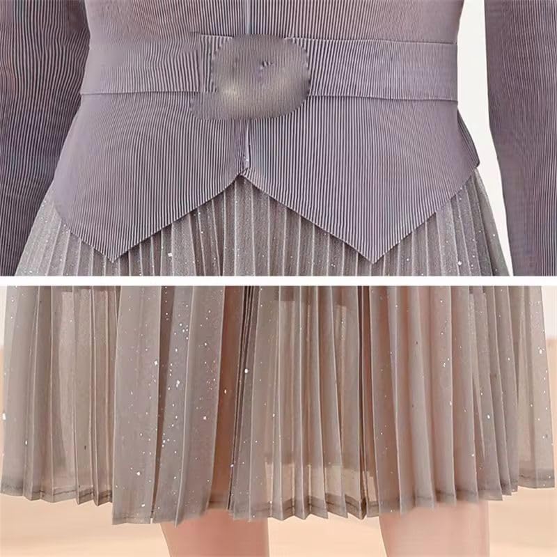 Robe midi manches longues pour une fête décontractée en maille - 3