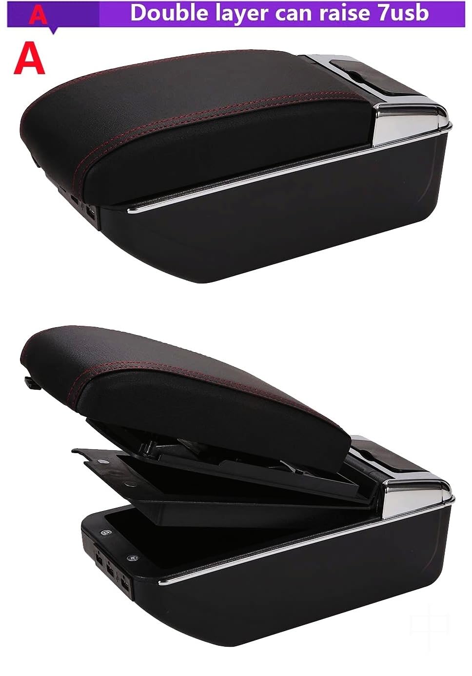 Rehausseur d'accoudoir de voiture Boîte de rangement pour accoudoir console centrale Compatible avec Suzuki Pour Swift (2005-2023)