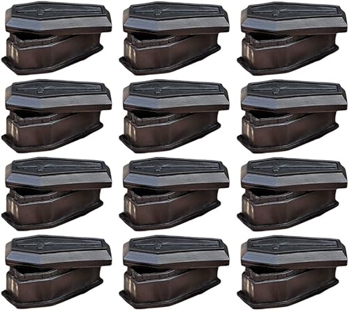 Caja pequeña de ataúd de Halloween, 12 cajas de ataúd de plástico, cajas de ataúd en miniatura, cajas de dulces, ataúd de Halloween, decoración de