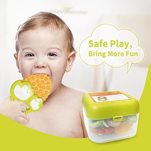 Miniatura 7 de Juego de 12 Sonajeros para Bebés con Estuche de Almacenamiento, Juguetes de Dentición para Bebés, Regalo de Navidad para Recién Nacidos Bebés Niños
