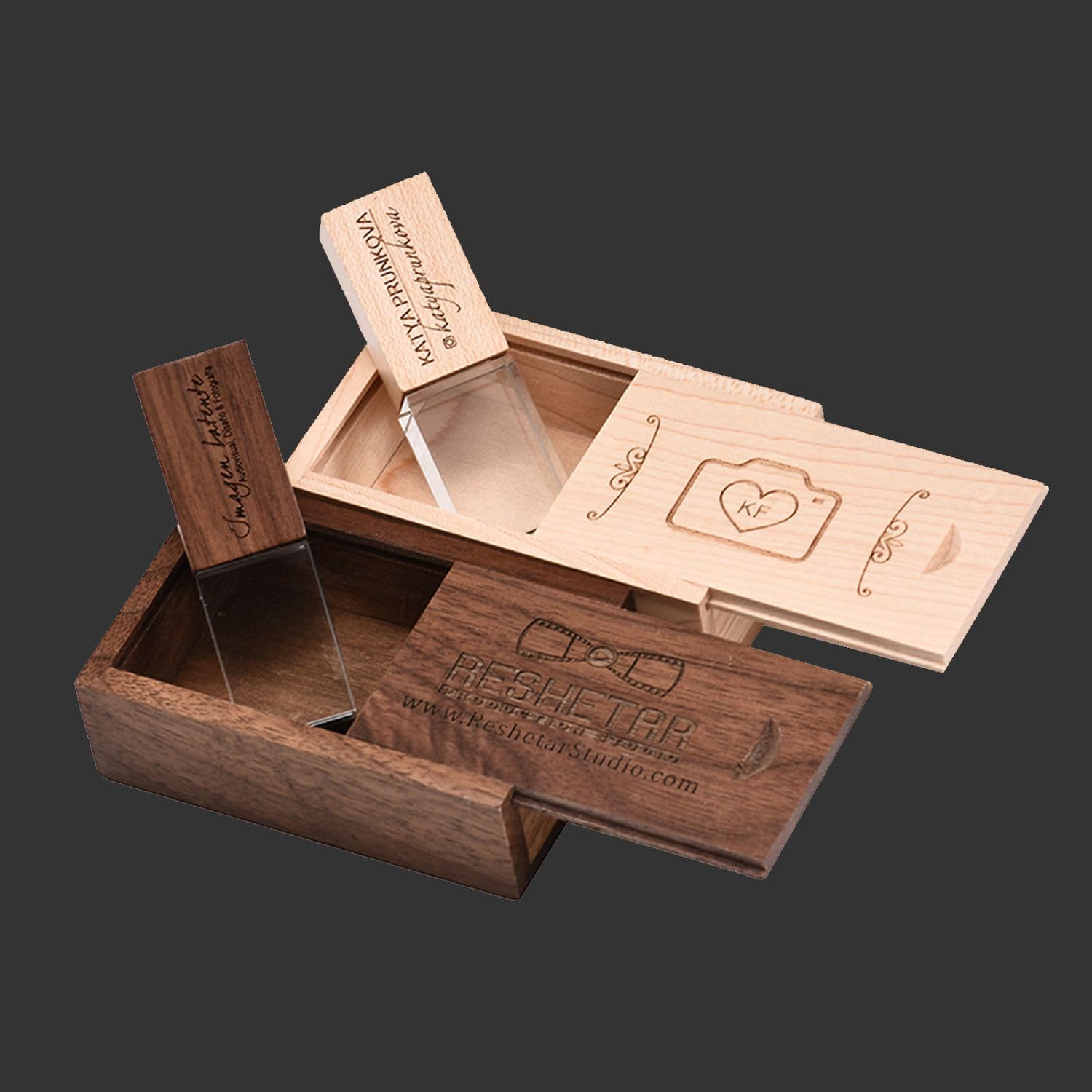 Chiavetta USB 2.0 in legno personalizzata con scatola di legno, chiavette di memoria ovali personalizzate, incisione/stampa del logo e del testo per laurea/compleanno/genitori/fotografia