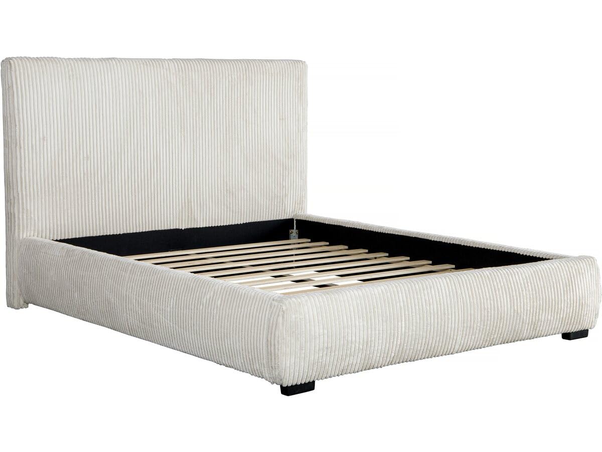 Habitat et Jardin Lit Double en Velours côtelé Montana - 180 x 200 cm - Beige