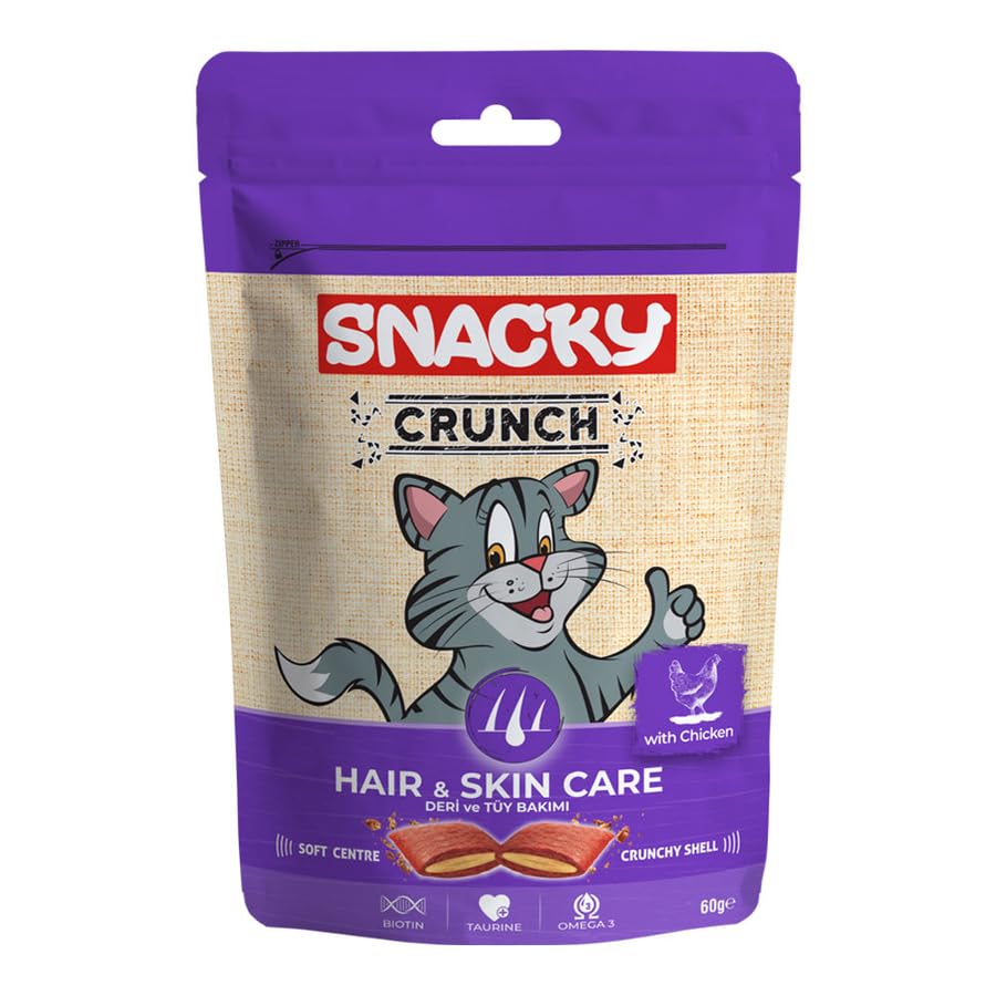 Snacky Kedi Crunch Ödül Hair-Skin Tavuklu 10'lu Kedi Maması