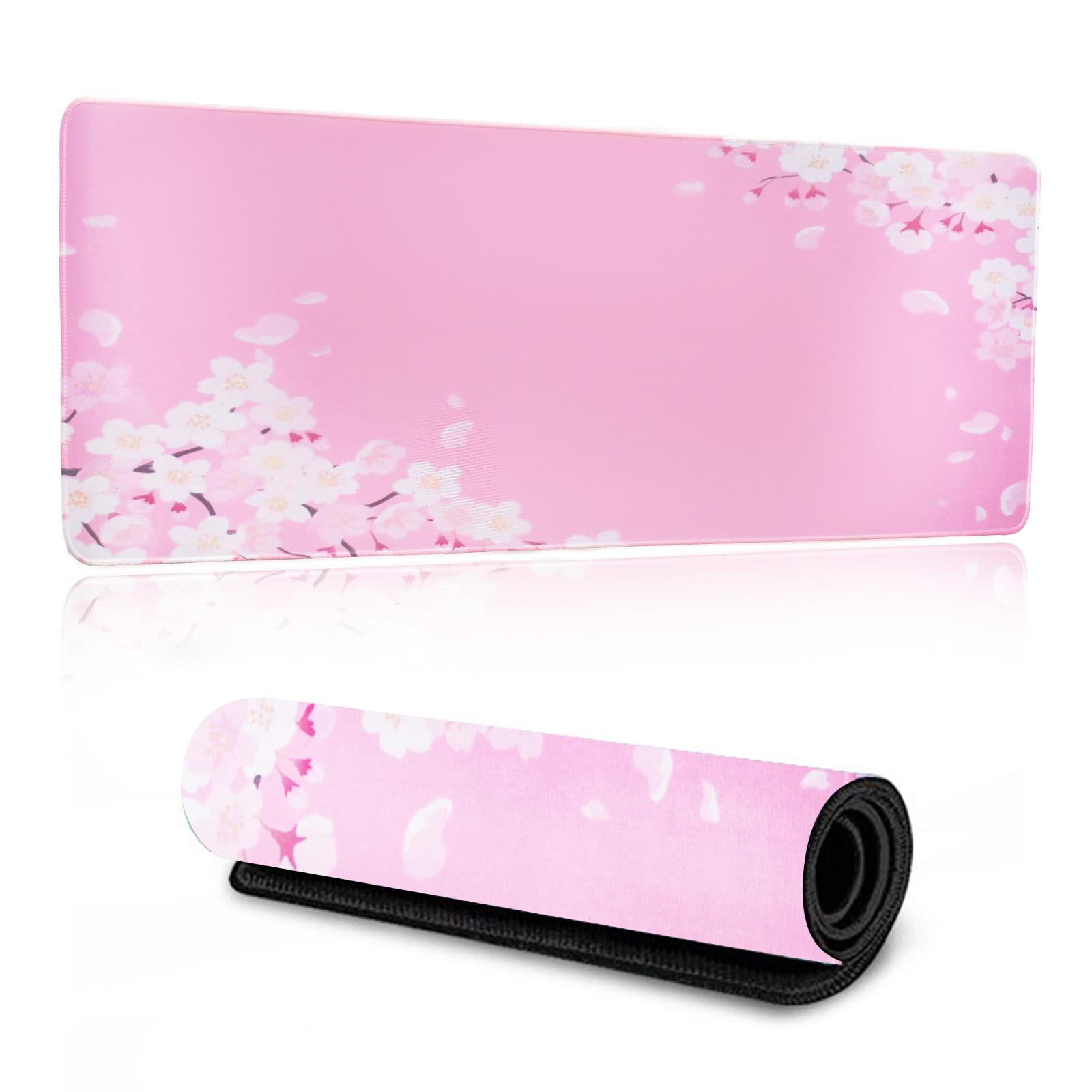 Large Mouse Pad for Desk Leather Desk Pad Protector Gaming Mouse Pad Desk Mat Non-Slip Leather Desk Blotter Writing Pad with Non-Slip Base for Office and Home (80cm x 30cm Pink B)