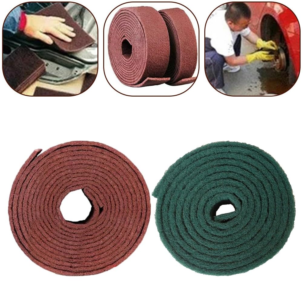 EasyByMall Rotolo di spugna abrasiva per pulizia della cucina, in nylon resistente per pentole, padelle, stufe, verde o rosso