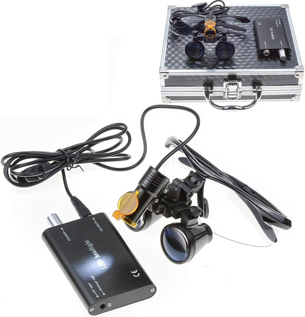 Brand 5W Plastic Clip On Type Lamp with 2.5X420MM Working Distance Loupes (Black)
