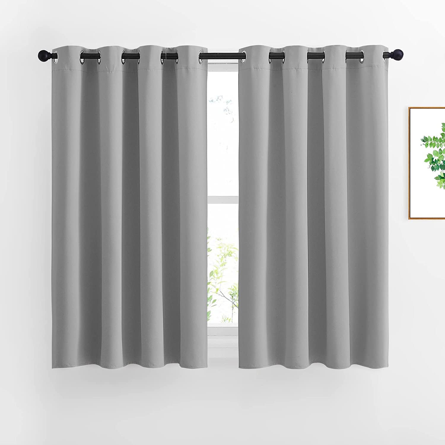 FRESH FROM LOOM Blackout Window Curtains 5 Feet Set of 2 | Plain Design | 90% Room Darkening | Thermal Insulated Curtains | Curtain for Living Room Bedroom (Grey | 5 Feet Long Set of 2)