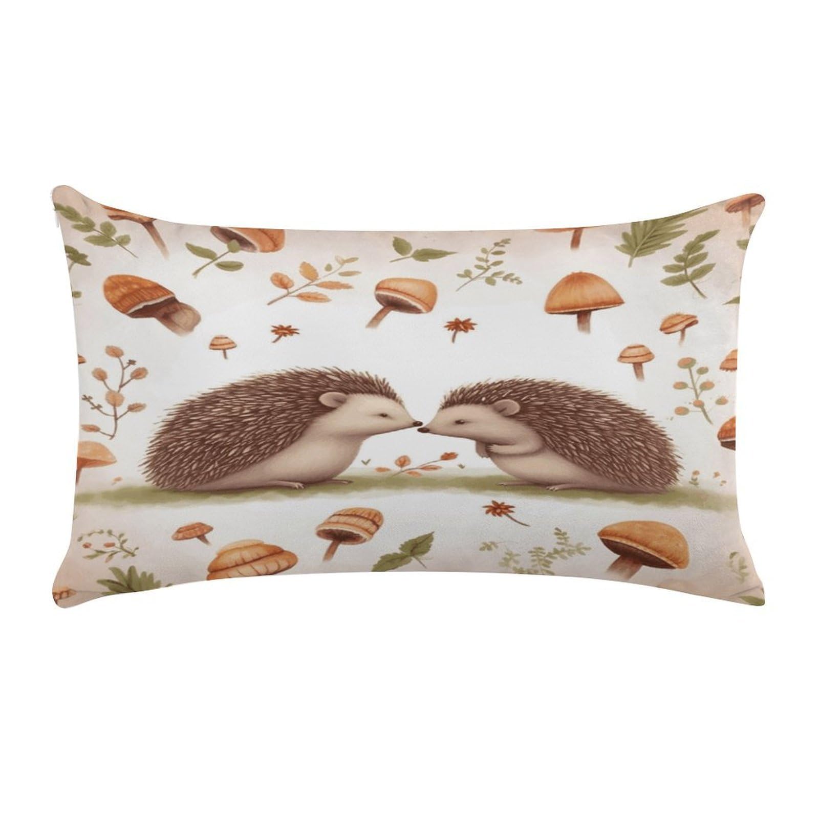 Nature Lovely Hedgehog Lovers Pillow Cover Super Soft Pillowcase Luxury Cozy Fuzzy Velvet Pillow Shams Breathable Standard Pillow Cases with Zipper Wrinkle-Free Pillow Cover 12 "×20 "