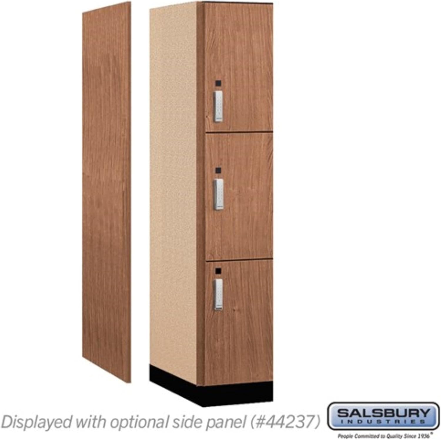 Salsbury 15" Wide Premier Wood Locker-Triple Tier-1 Wide-6 Feet High-24 Deep-Red Oak-Silver Electronic Locks