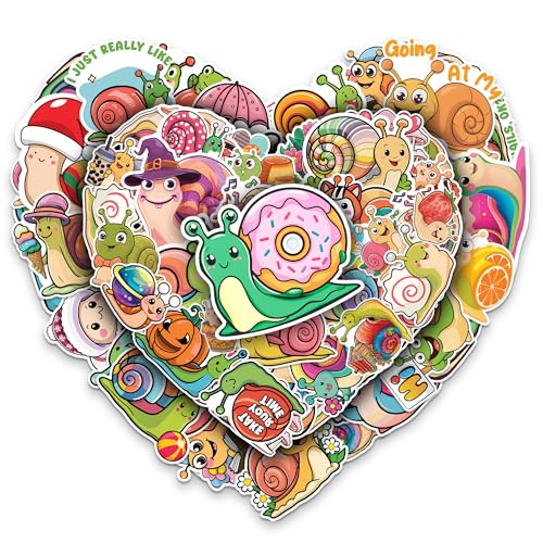 Image of Snail Stickers 50 Pieces Vinyl Waterproof Decal for Laptop Water Bottle Phone Car Window Bike Motorcycle Stakeboard Scrapbook Snails Sticker Gifts for Kid Teen Adult