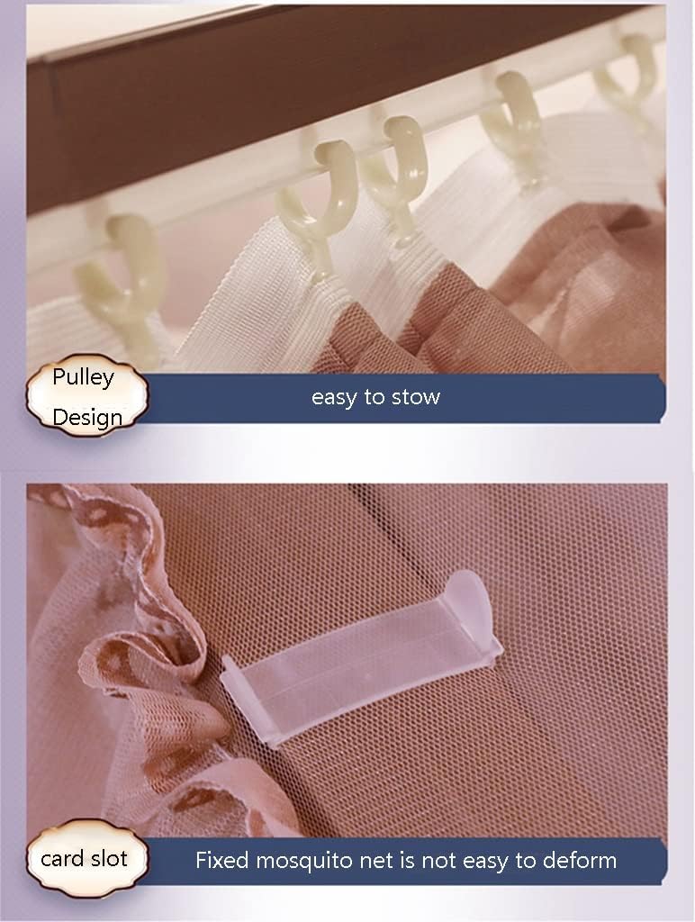 Bed Canopy U-Shaped Mosquito Net for Home Bedroom, Lace Bed Canopy with Metal Stand, Encrypted Dustproof Three Doors (Color : A5, Size : 180x200x200cm)