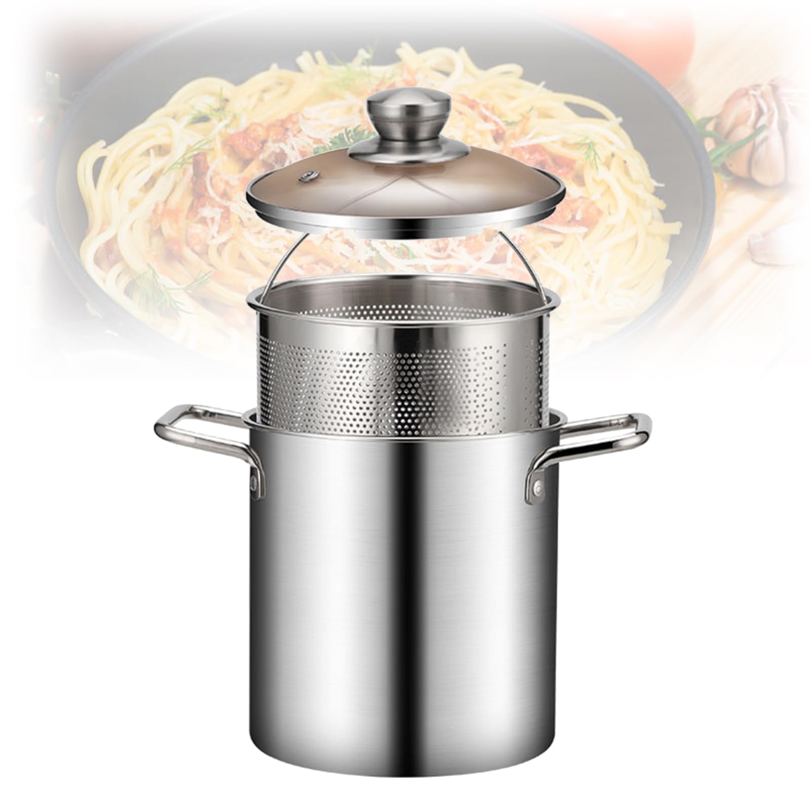 Olla para espárragos, ollas para Pasta, espárragos de Acero Inoxidable, vaporizador de Verduras, Espaguetis, Pasta, Cocina con Cesta extraíble y Tapa para Pasta, Fideos, albóndigas, Sopa, hogar