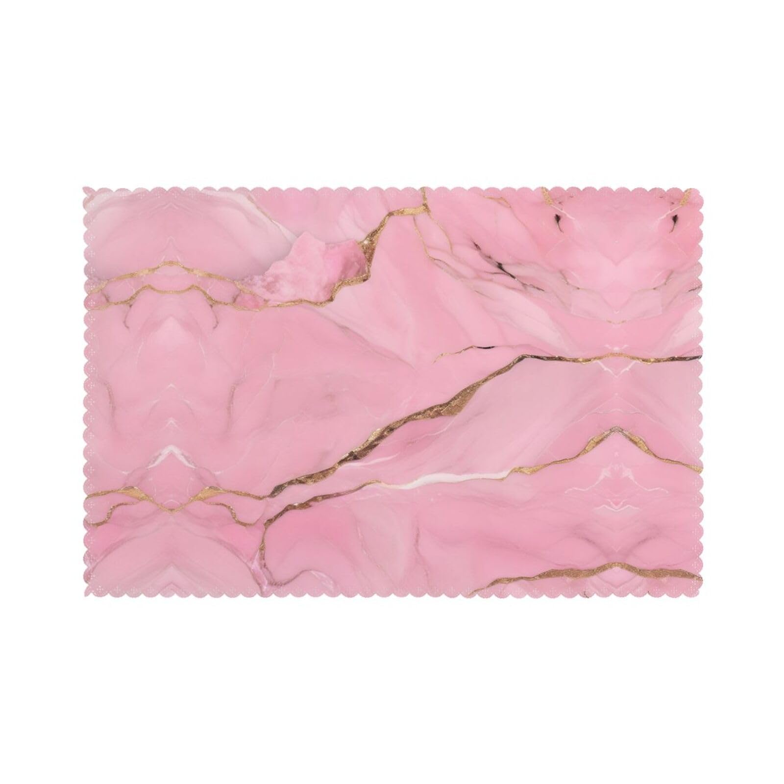 Red Marble Texture Christmas Placemats Set of 6,Washable Table Mats