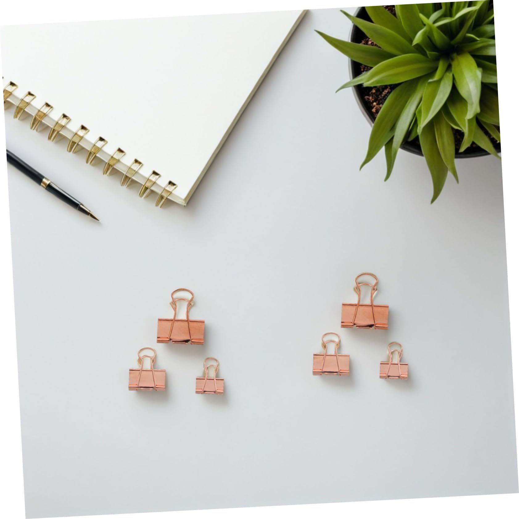 HOMSFOU 112 Piezas pinzas papeleria clips de metal Clips de carpeta de metal Rose Gold