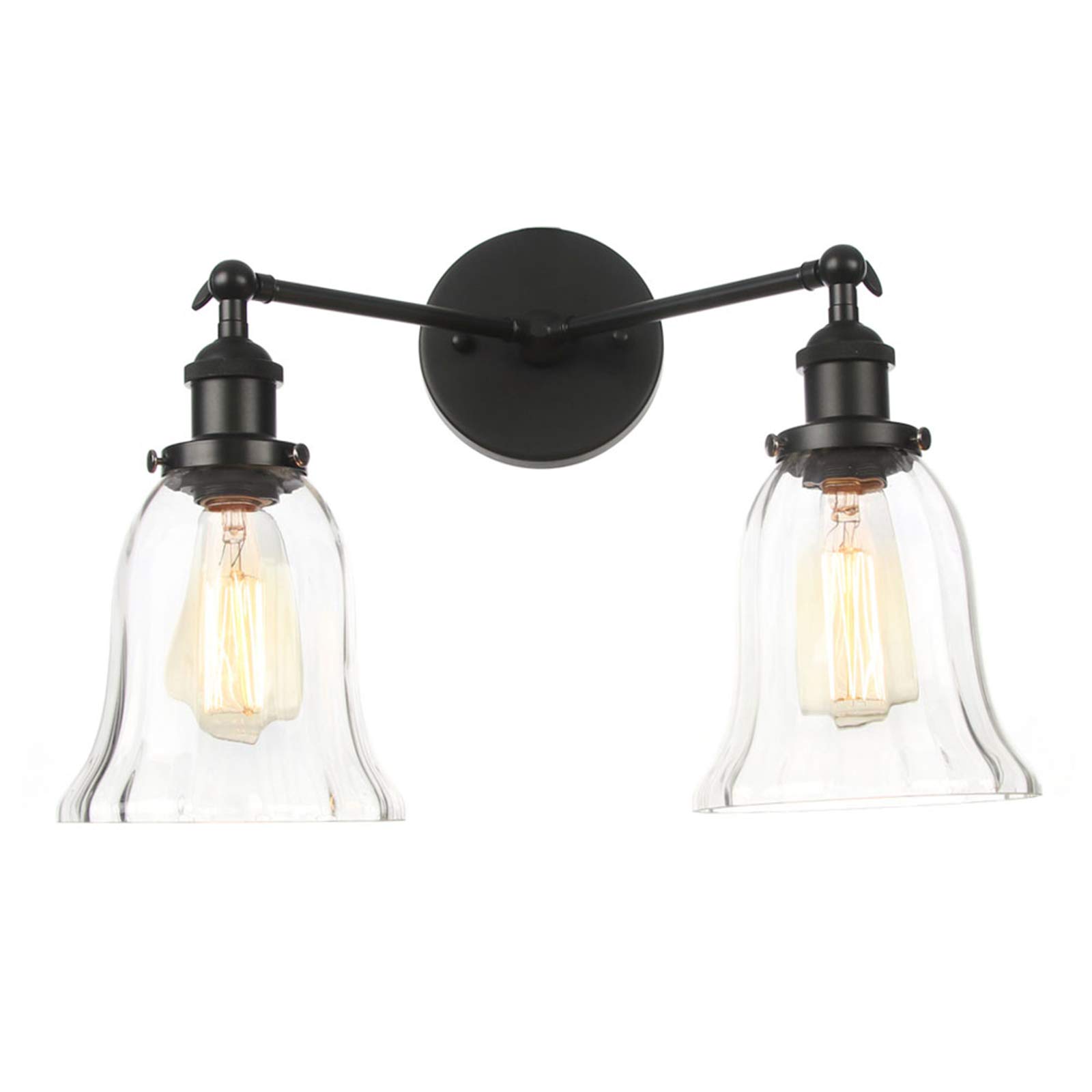 ZXTIIEUF 2-Light Vanity Light Fixtures Adjustable Wall Lamps Modern Bathroom Mirror Lighting Clear Glass Shade Sconces D Sconce