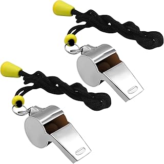 WONAPAD Whistle, Stainless Steel Sports Whistles with Lanyard, Loud Crisp Sound Whistles Great for Coaches, Referees, Teachers and Polices
