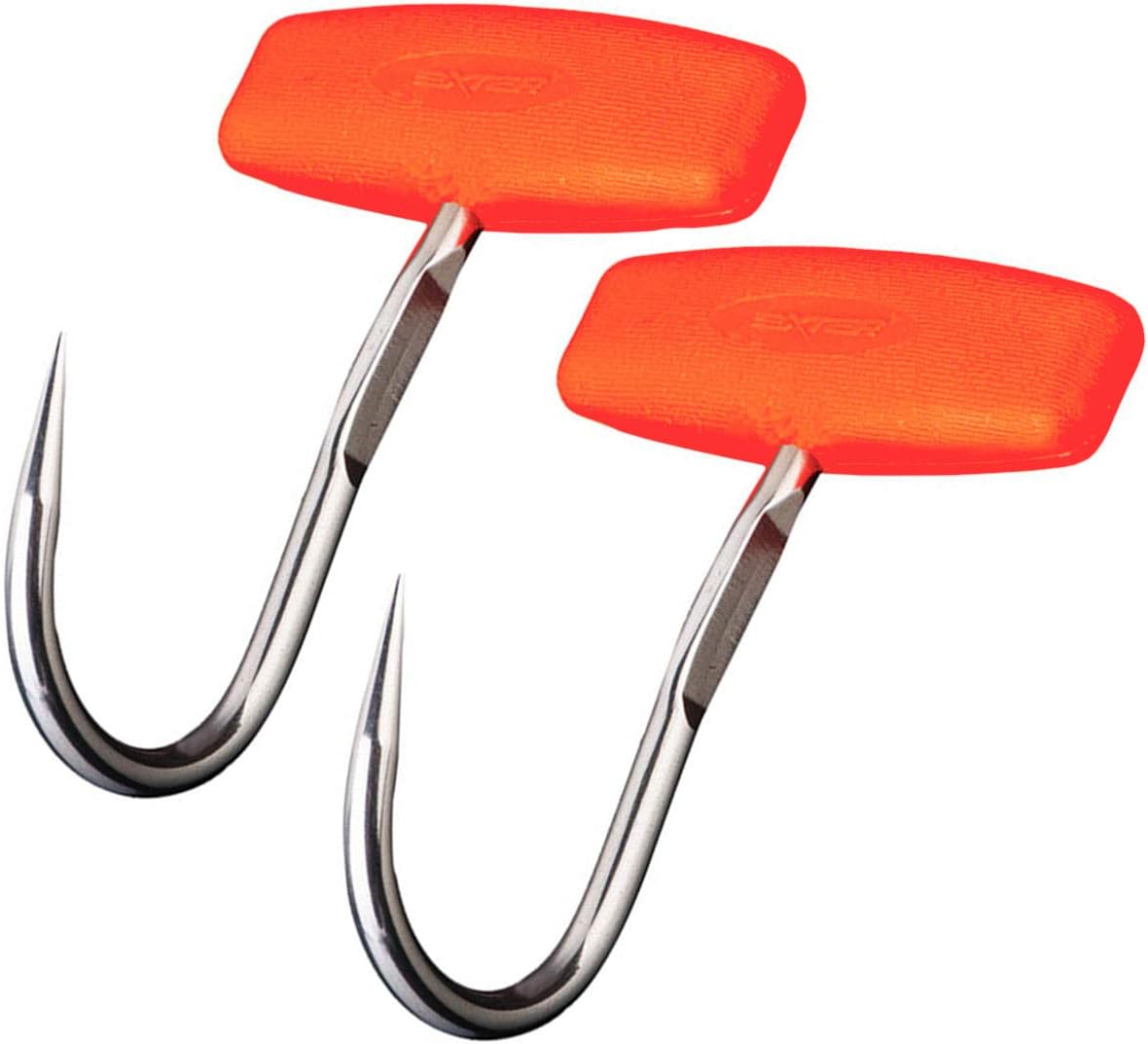 LGEGE Stainless Steel T Hooks with Orange Hook Plug，T-Handle Meat Boning Hook for Kitchen Butcher Shop Restaurant Tool (4Pcs)