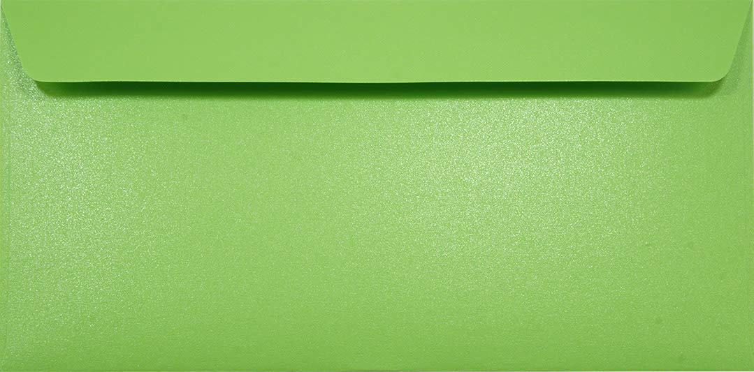 Netuno 25 sobres largos perlados verdes DIN DL 110x220mm 125g Sirio Pearl Bitter Green solapa recta autoadhesiva sin ventana para boda invitaciones tarjetas cartas Navidad bautizo convites dinero