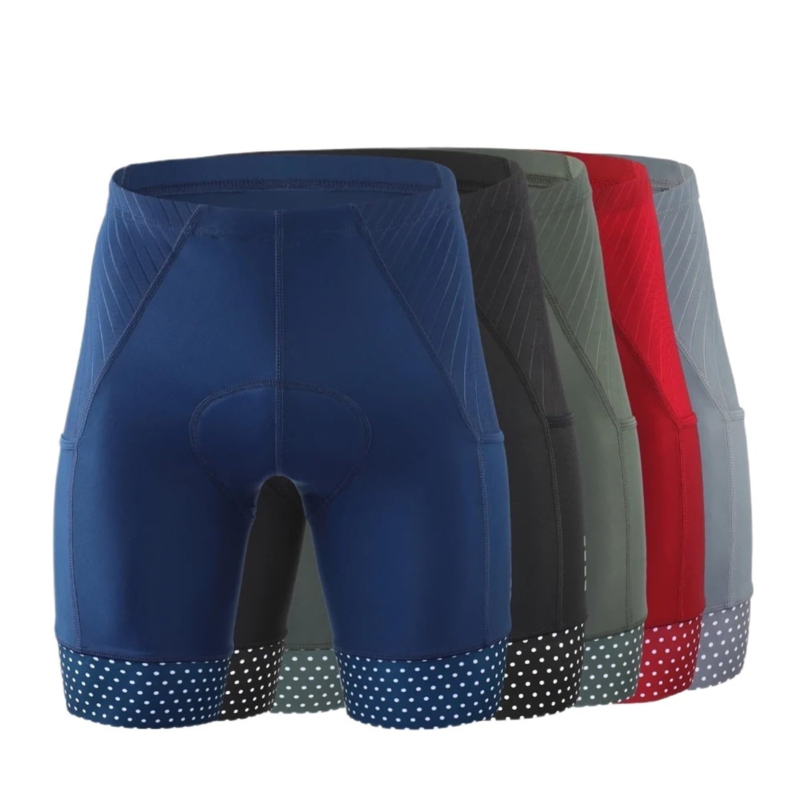Pantaloncini Ciclismo Uomo Pantaloncini da Ciclismo da Uomo Pantaloni da Ciclismo Blu e Verdi Imbottiti in Gel 5D con Tasche Laterali Collant da Bici Antiurto(KEM-SS-Balck,4XL)
