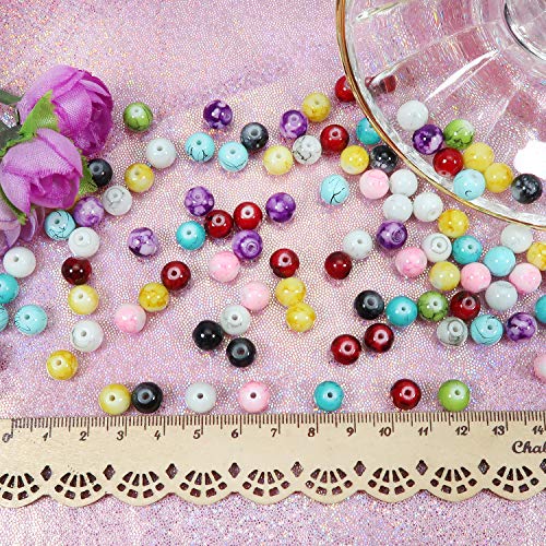 TOAOB 100pcs Marble Pattern Round Multicolor Glass Beads 8mm for Jewelry Making - Image 3
