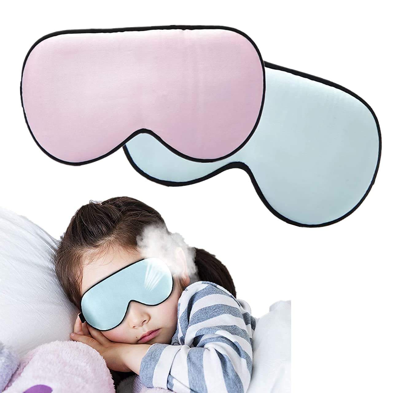 Mulberry Silk & Satin Sleep Mask – 100% Double Layer, Super Soft Eye Shades for Sleeping – Blockout Blindfold, Night Mask, Eye Cover, 2 Pack (Kids)