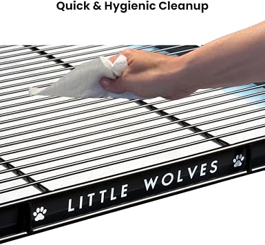 Little Wolves Puppy Potty Tray 22x22 Shred-Proof Heavy-Duty Training Tray for Puppies & Small Dogs, Easy-Clean, Indoor Dog Pee Pad Holder (Medium Gap)