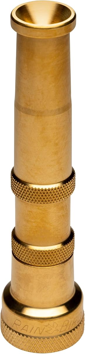 HENZLB5ADJ 5 in Lead-Free Brass Twist Adjustable Hose End Nozzle | High Pressure Garden Hose Sprayer with Adjustable Stream Pattern, 3/4 in GHT Connection for Outdoor Cleaning