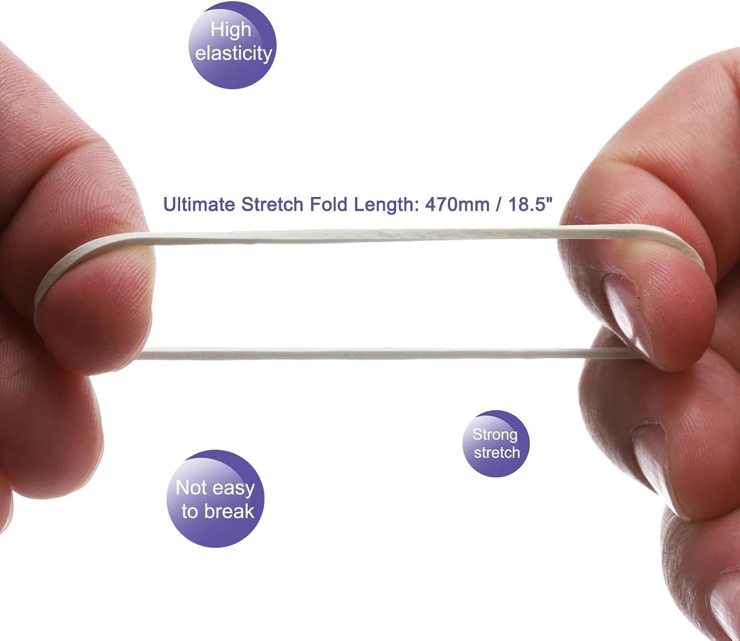 MECCANIXITY 100 Pack Rubber Band Stretchable Rubber Elastic Band White 60mm x 1.4mm Hair Rubber Bands for Home Office