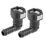 X AUTOHAUX 2pcs Fuel Line Quick Connect 90 Degree Push-On Single Barb Adapter Connector for 3/8 to 3/8 Rubber Tubing